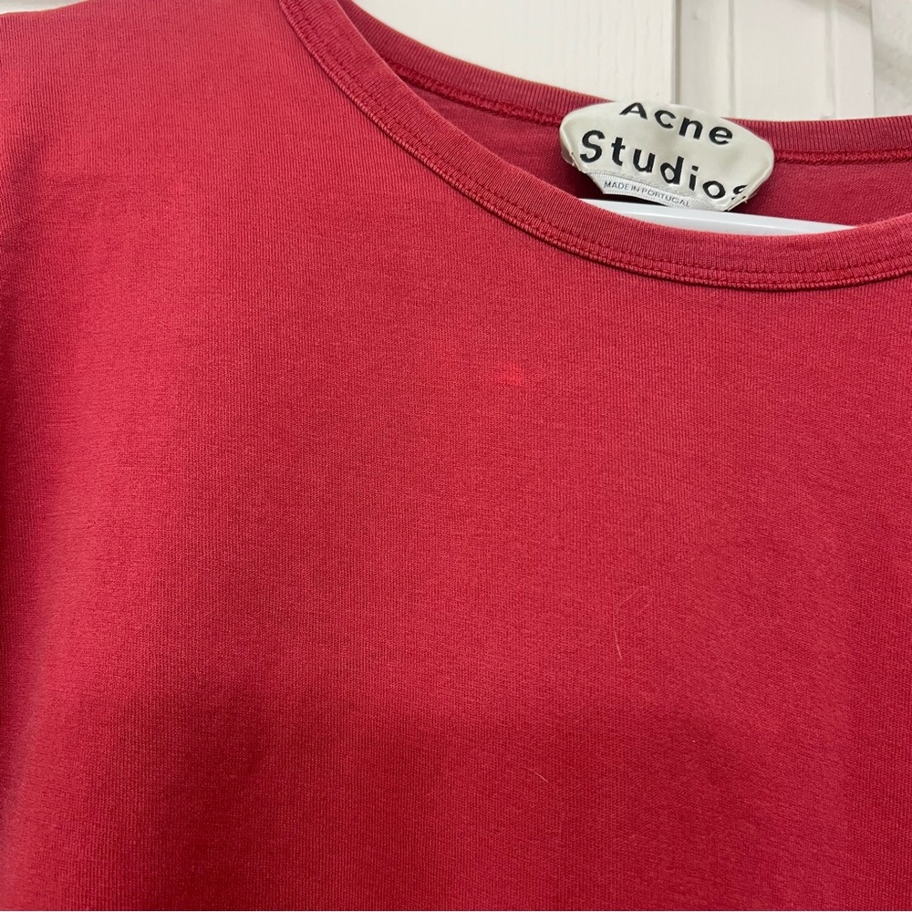 Acne Studios Maroon Red Solid Basic Tee Shirt Tsh… - image 4